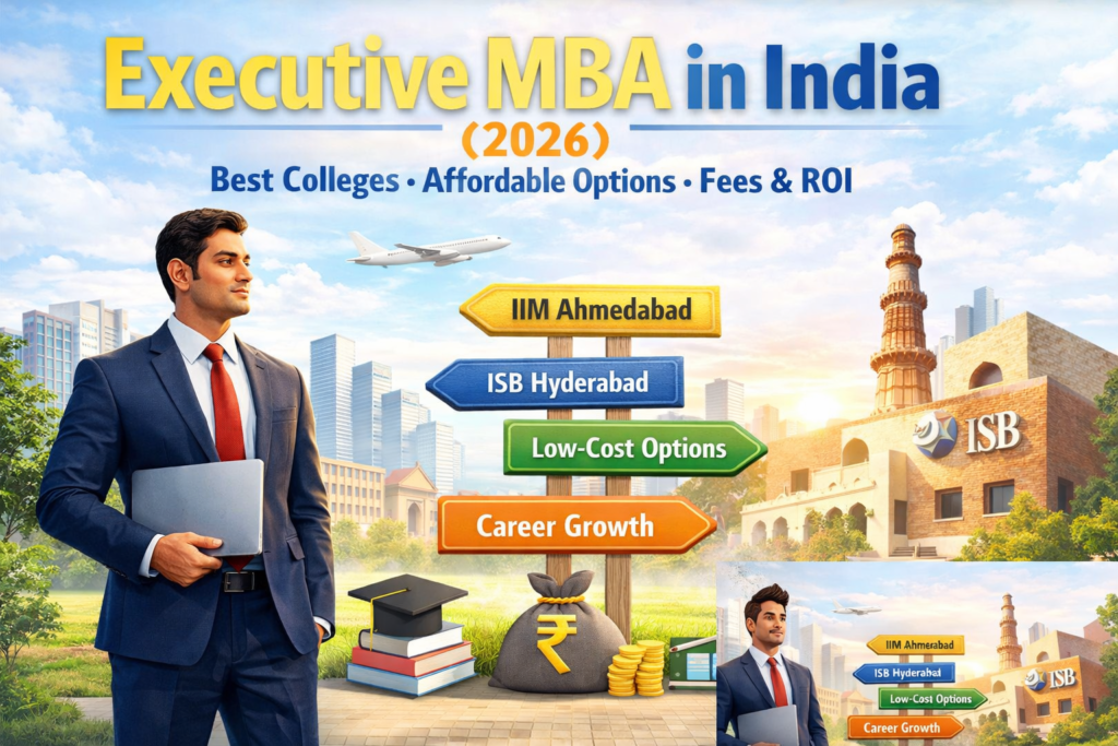 Executive MBA in India 2026 best colleges fees ROI