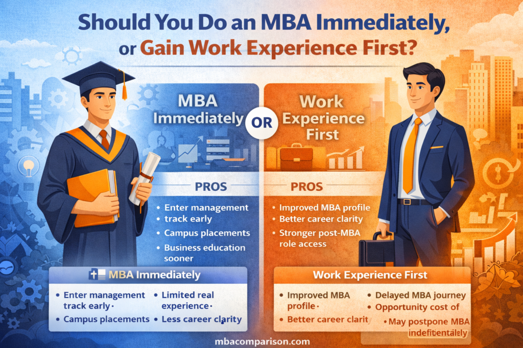 Should you do an MBA immediately or gain work experience first comparison image