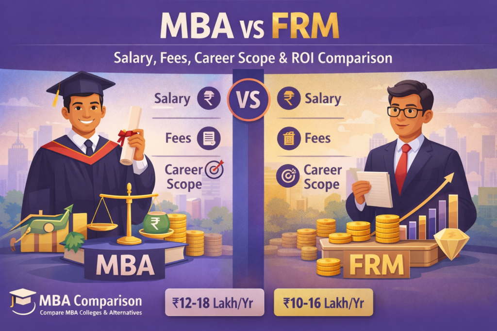 MBA vs FRM comparison showing salary, fees, career scope and ROI differences