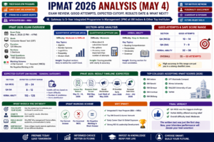 IPMAT 2026 analysis with section-wise difficulty, good attempts, expected cutoff, result timeline and colleges accepting scores