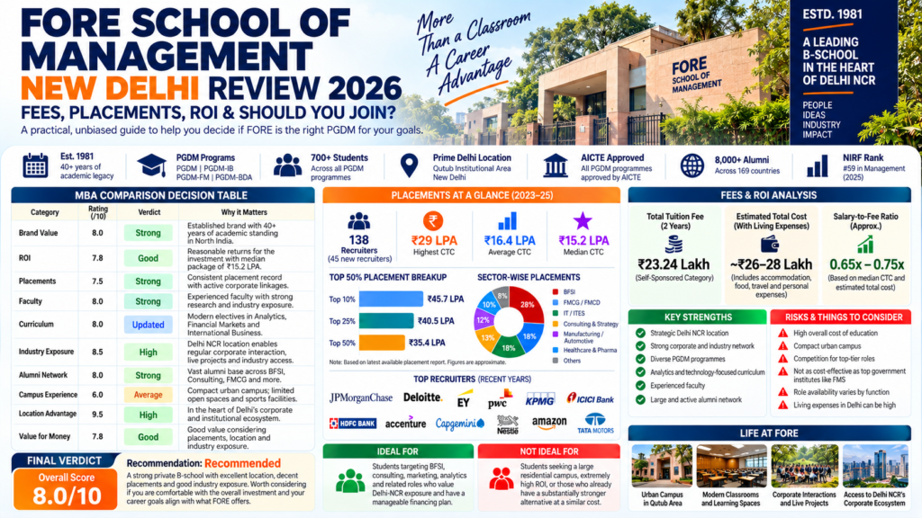 FORE School of Management Review 2026 – Fees, Placements & ROI